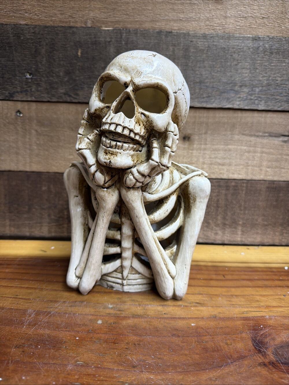 Skeleton Bust Figure, Halloween Decor, Skull Color Changing Lights 9”